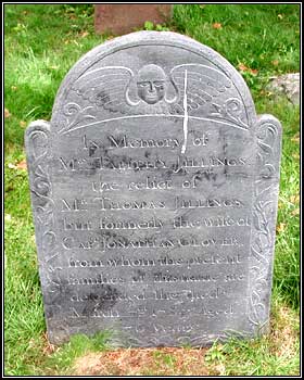 Headstone of Mrs. Tabithy Jillings (1785).