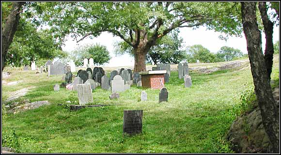 Joseph Brown (1834) stone, Moses Allen Pickett (1833) headstone, and John Glover (1897) tomb.