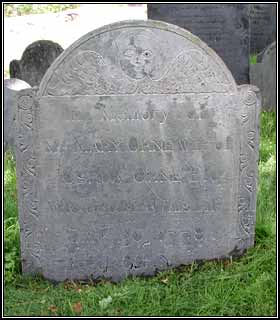 Headstone of Mrs. Mary Orne (1778).