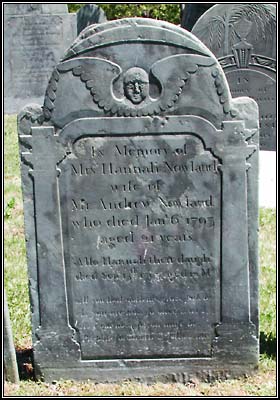 Headstone for Mrs. Hannah Nowland (1793) and her daughter, Hannah Nowland (1793).