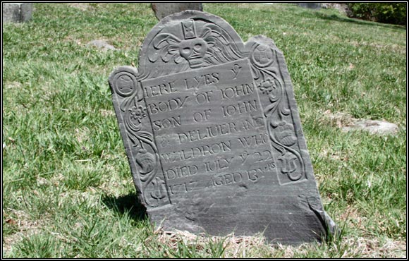 Headstone for John Waldon (1717).
